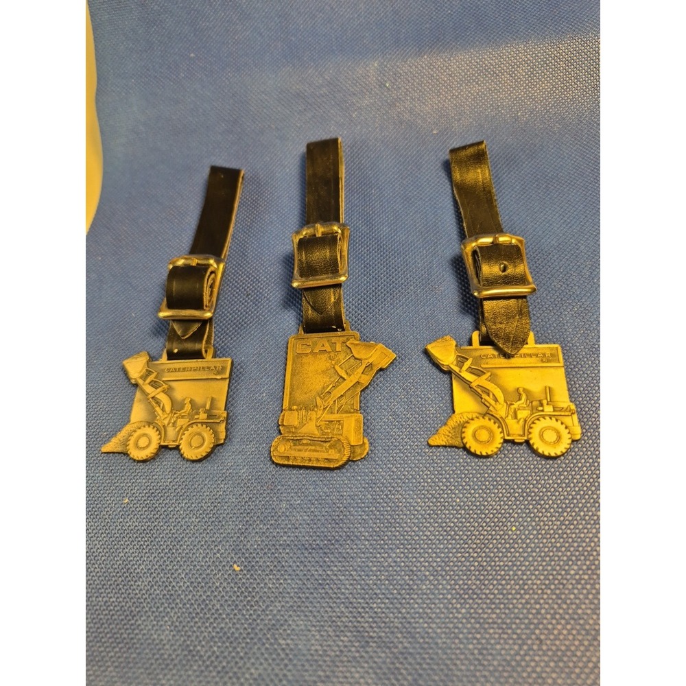 Vintage Caterpillar Pewter Watch Fobs Key Chains Lot of 3 Read See Pictures